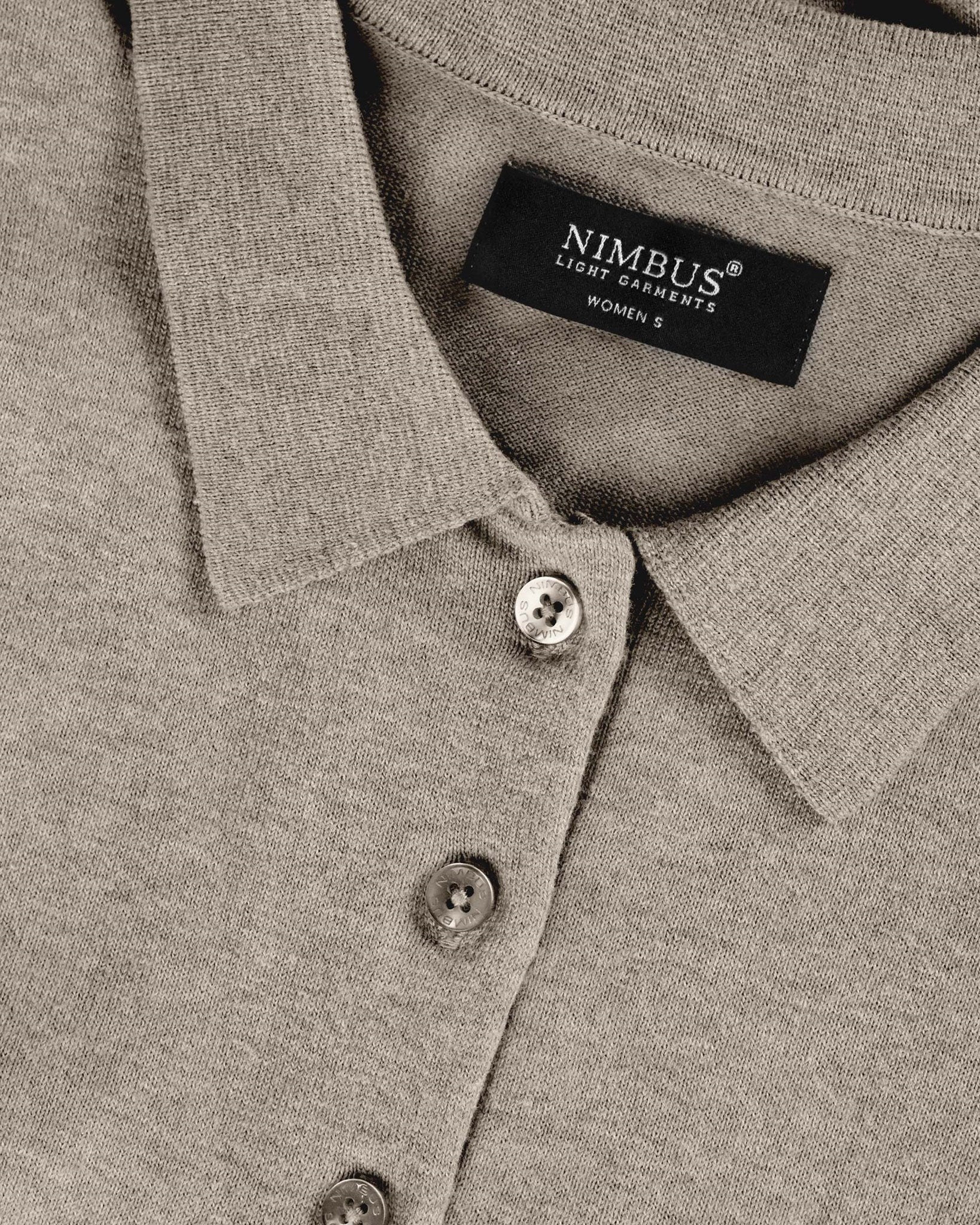Brighton Long Sleeve Polo Women Sand Melange Closeup 1